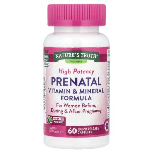 Вітаміни та мінералі пренатальні, Prenatal Vitamin & Mineral Formula, Nature’s Truth, високоефективна формула, 60 капсул швидкого вивільнення
