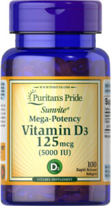 Вітамін D3, Vitamin D3, Puritan’s Pride, 5000 МО, 100 гелевих капсул