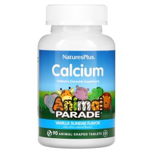 Жувальний кальцій для дітей, Chewable Calcium, Nature’s Plus, Animal Parade, смак ванілі, 90 таблеток