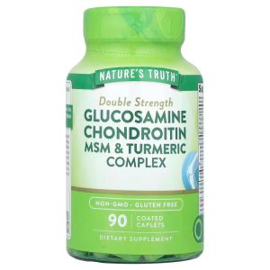 Глюкозамін, хондроїтин, МСМ та куркума, Glucosamine Chondroitin MSM & Turmeric Complex, Nature’s Truth, комплекс, подвійна сила, 90 каплет