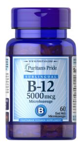 Вітамін B-12, Vitamin B-12, Puritan’s Pride, сублінгвальний, 5000 мкг, 60 мікропастилок