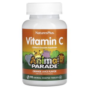 Вітамін С, Children’s Chewable Vitamin C, Nature’s Plus, Animal Parade, апельсиновий смак, 90 жувальних цукерок