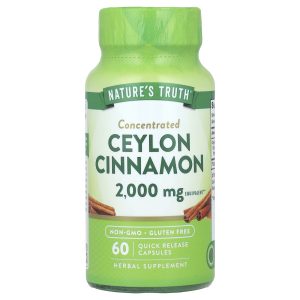 Кориця цейлонська, Concentrated Ceylon Cinnamon, Nature’s Truth, концентрована, 2000 мг, 60 капсул швидкого вивільнення