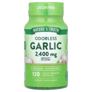 Часник, Odorless Garlic, Nature’s Truth, без запаху, висока концентрація, 2400 мг, 120 гелевих капсул швидкого вивільнення (1200 мг на гелеву капсулу)