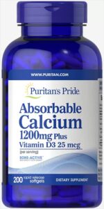 Кальцій та вітамін D3, Absorbable Calcium with Vitamin D3, Puritan’s Pride, 1200 мг/1000 МО, 200 гелевих капсул