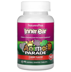 Вітаміни для дітей з вишневим смаком, Inner Ear, Children’s Chewable, Nature’s Plus, Animal Parade, 90 жувальних таблеток у формі тварин