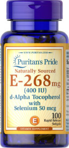 Вітамін Е з селеном, Vitamin E, Puritan’s Pride, 400 МО, натуральний, 100 гелевих капсул
