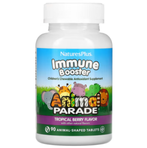 Зміцнення імунітету дітям, Kids Immune Booster, Nature’s Plus, Animal Parade, тропічні ягоди, 90 жувальних таблеток у формі тварин