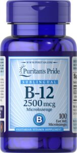 Вітамін B-12, Vitamin B-12, Puritan’s Pride, сублінгвальний, 2500 мкг, 100 мікропастилок