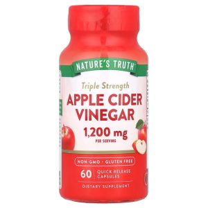 Яблучний оцет, потрійна сила, Triple Strength Apple Cider Vinegar, Nature’s Truth, 1200 мг, 60 капсул швидкого вивільнення (600 мг на капсулу)