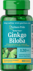 Гінкго білоба, Ginkgo Biloba, Puritan’s Pride, стандартизований екстракт, 120 мг, 100 капсул
