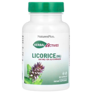 Корінь солодки, Licorice (DGL) Nature’s Plus, Herbal Actives, 500 мг, 60 капсул