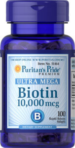 Біотин, Biotin, Puritan’s Pride, 10.000 мкг, 100 гелевих капсул