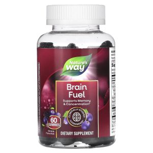 Підтримка пам’яті та концентрації, Brain Fuel, Nature’s Way, смак винограду, 60 жувальних цукерок